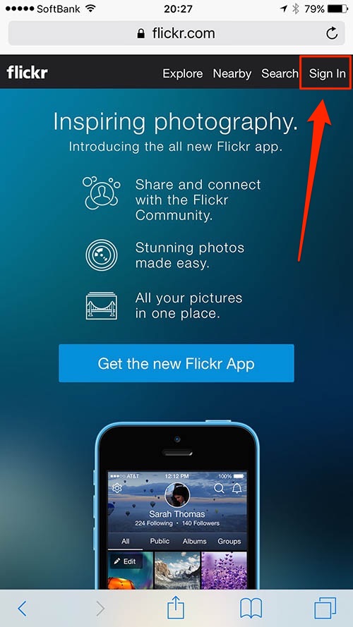 スマホからアカウント登録する Flickrの使い方